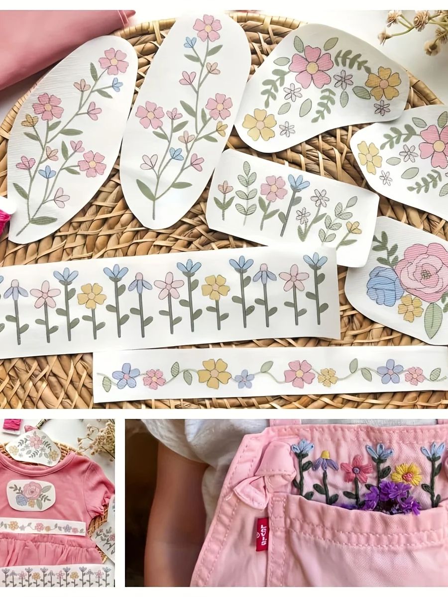 Embroidery Pattern - 1 Set of 8pcs Colorful Graphics,