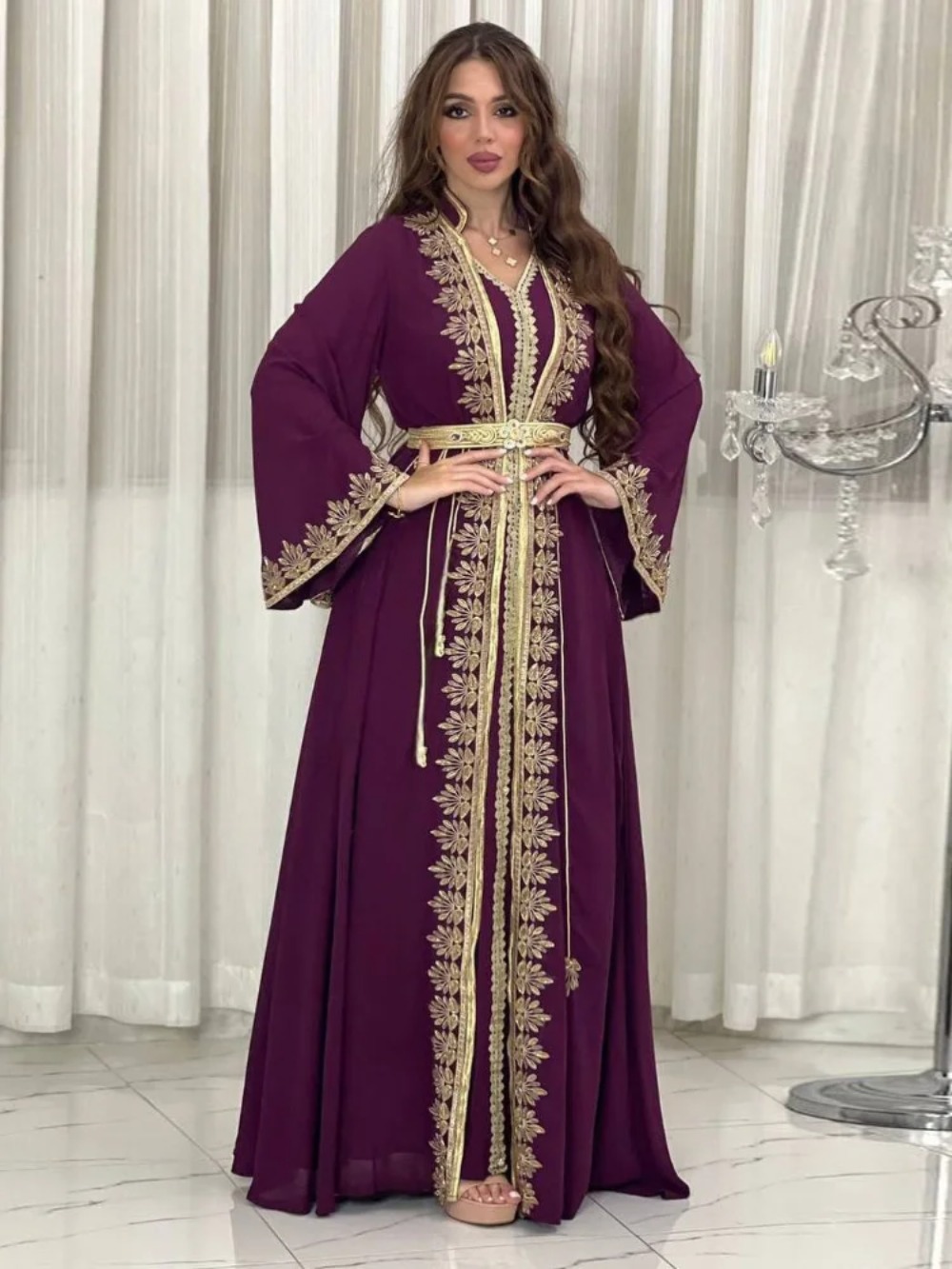 Embroidery Arabic - Eid Muslim Women Party Dresses Jalabiya