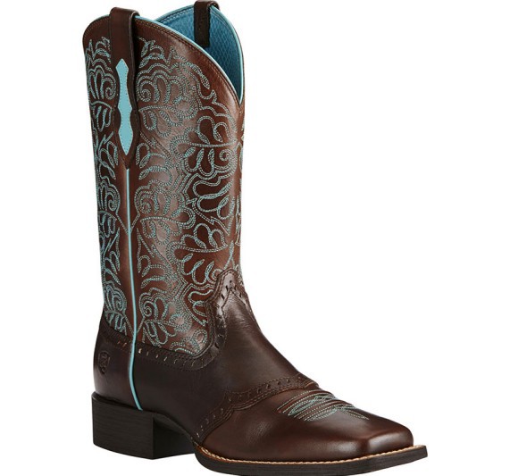 Embroidery Pattern - Men's Brown Leather Cowboy Boots Turquoise