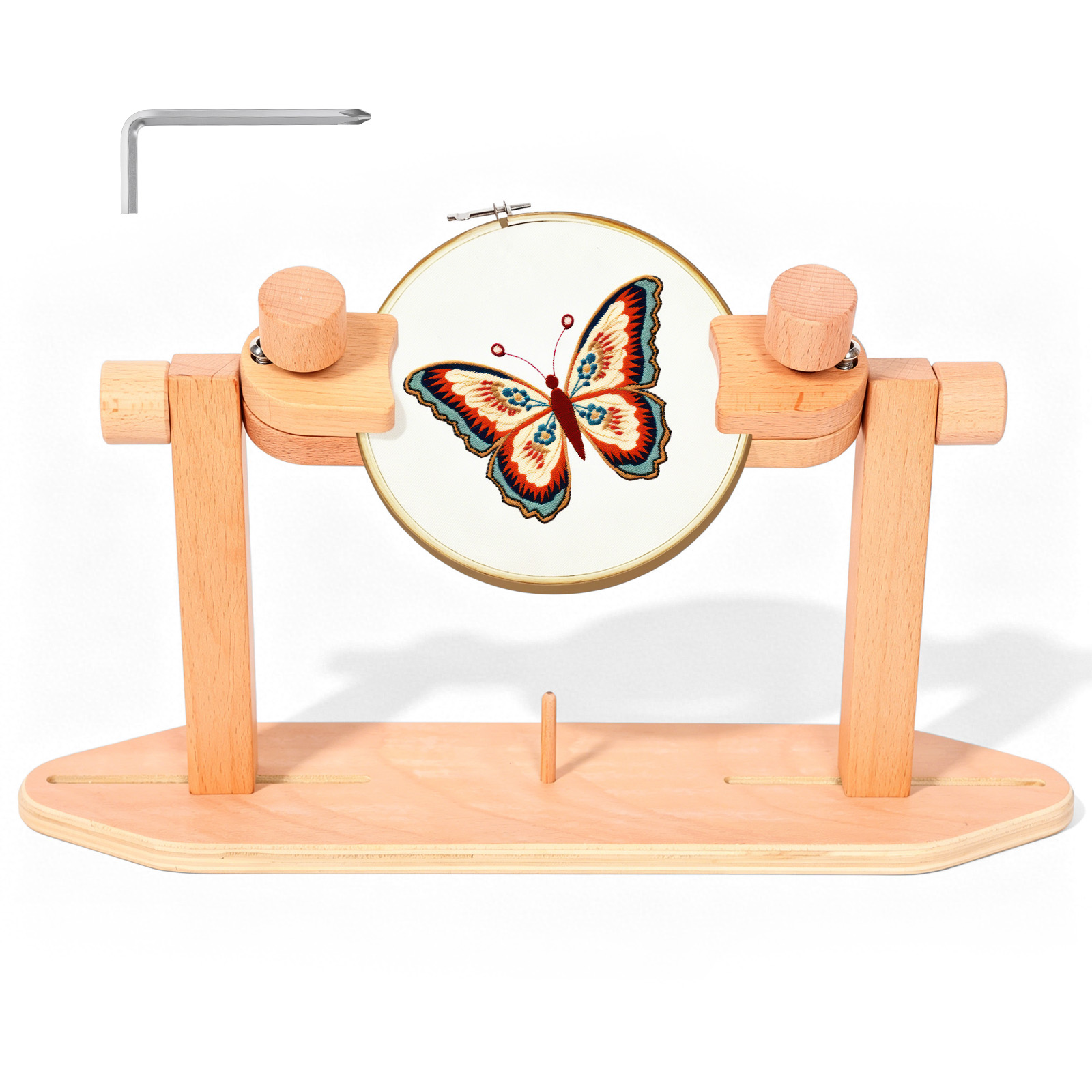 Embroidery Cross Stitch Patterns - Wooden Embroidery Hoop Stand Adjustable Embroidery