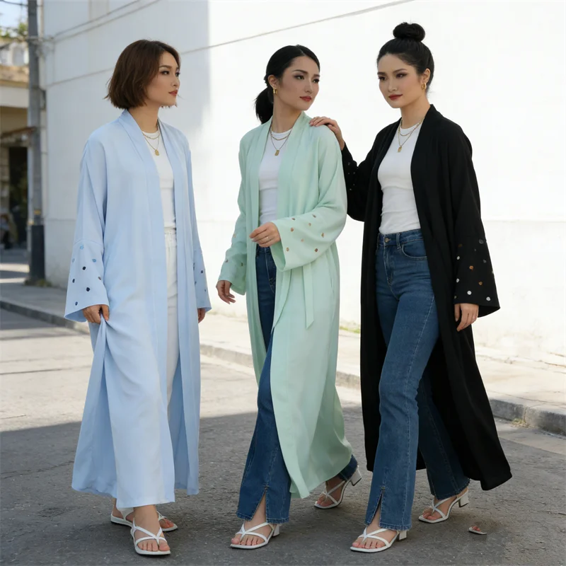 Embroidery Arabic - Eid Heart Embroidery Long Robe Dubai