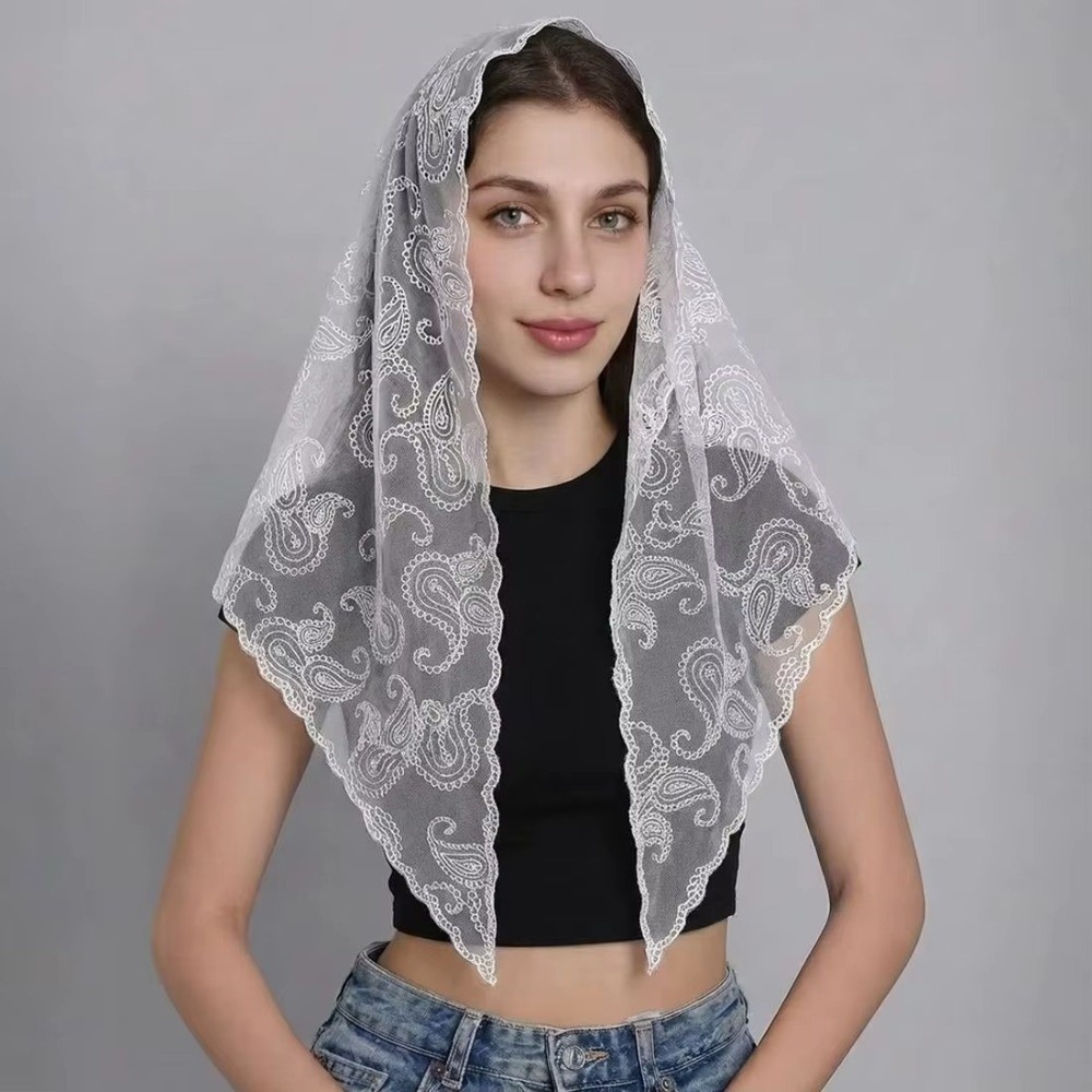 Solid Color Lace Triangle Scar - огляд і ціна Embroidery Pattern